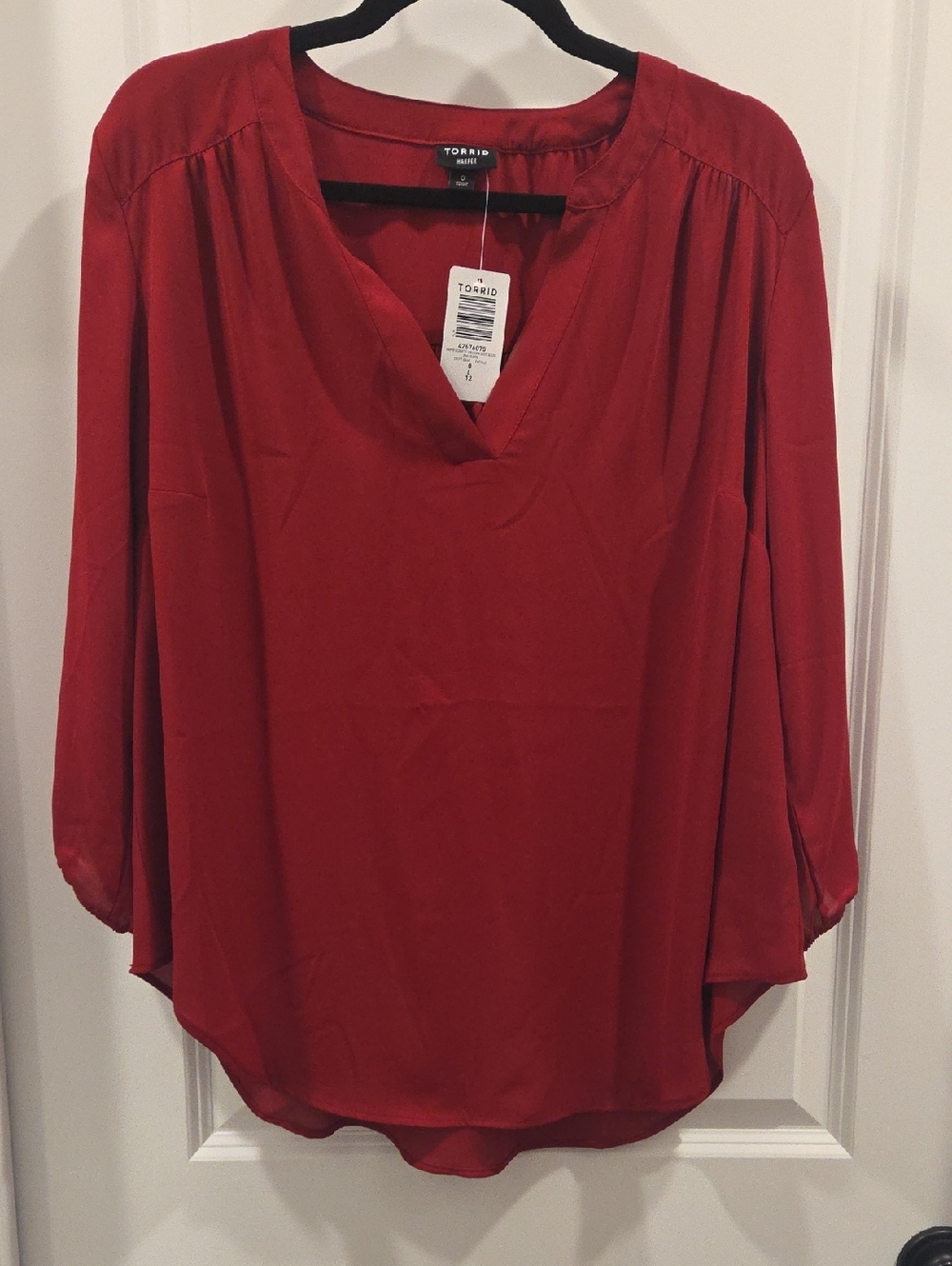 torrid Wine V-Neck Long Sleeve Blouse
